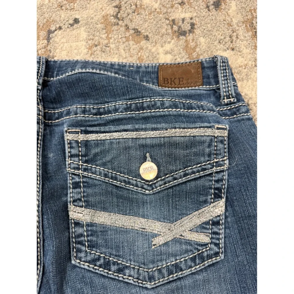 BKE Payton Bootcut Jeans Mens 34R Blue Mid Wash Flap Pocket Denim